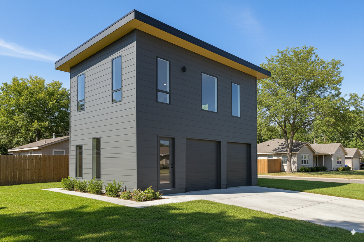 Two-bedroom ADU over two-car garage exterior